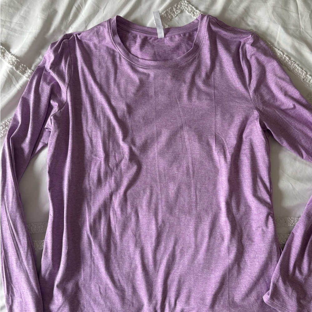 Fabletics Purple Fitted Long Sleeve T-Shirt